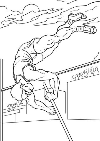 The Pole Vault Athlete Coloring Page